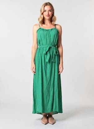 Rochie lungă țesătură crep bretele subțiri verde COMPAÑIA FANTASTICA femeie