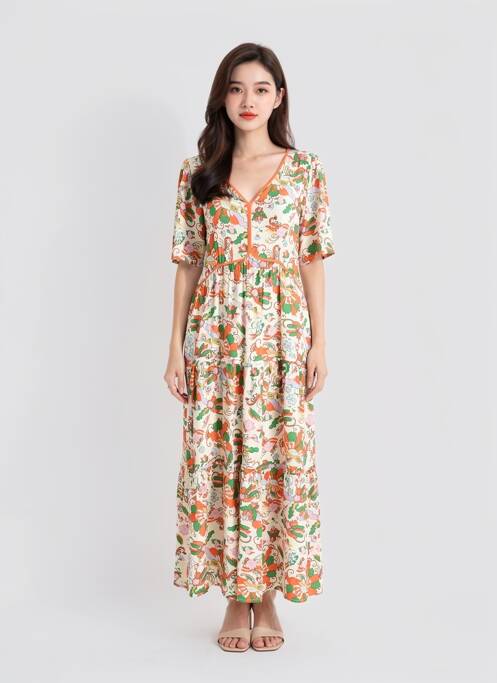 Rochie lungă mâneci scurte mâneci scurte portocaliu DEELUXE femme