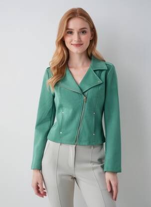 Jachete casual țesătură suedină verde Y'COO femeie