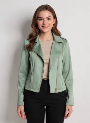Jachete casual țesătură suedină verde Y'COO femeie