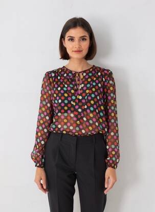 Bluză guler rotund mâneci lungi negru COMPAÑIA FANTASTICA femeie