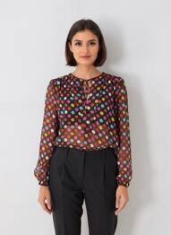 Bluză guler rotund mâneci lungi negru COMPAÑIA FANTASTICA femme