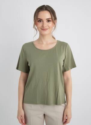 Tricou croială dreaptă mâneci scurte verde PIECES femeie