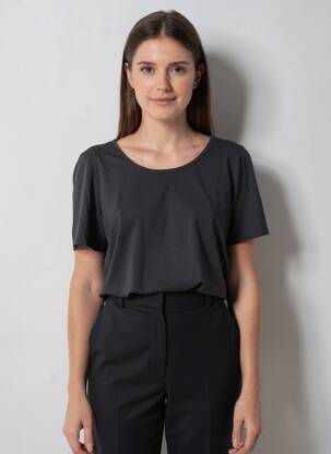 Tricou croială dreaptă mâneci scurte negru PIECES femeie