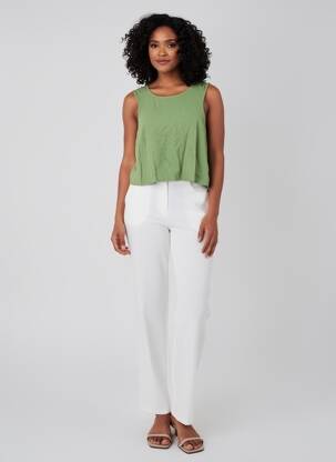 Top croială cambrată fără mâneci verde PIECES femeie