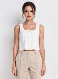 Top guler pătrat fără mâneci alb VERO MODA femme