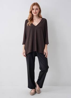 Top elasticitate mâneci 3/4 maro VERO MODA femeie