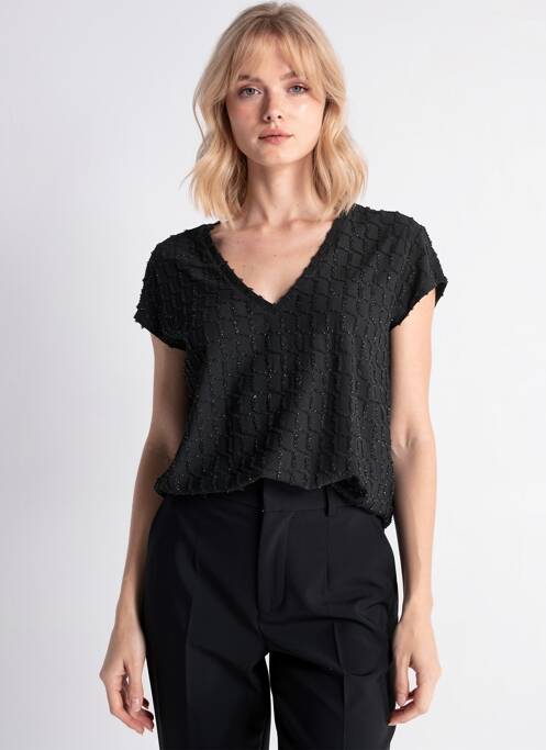 Tricou guler în v mâneci scurte negru VERO MODA femme