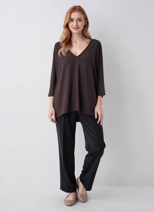Top elasticitate mâneci 3/4 maro VERO MODA femme