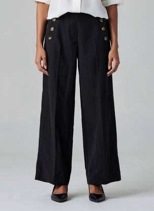 Pantalon drept croială dreaptă negru RUE DES ABBESSES femeie