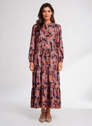 Rochie lungă mâneci lungi mâneci lungi roz RUE DES ABBESSES femeie