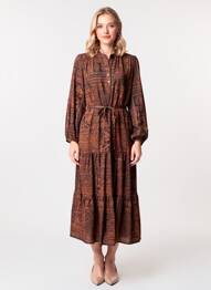 Rochie lungă mâneci lungi mâneci lungi maro RUE DES ABBESSES femme