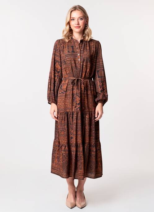 Rochie lungă mâneci lungi mâneci lungi maro RUE DES ABBESSES femme