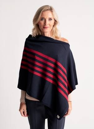 Poncho croială asimetrică albastru MOUSQUETON femeie