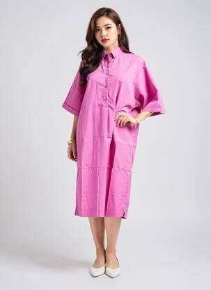 Rochie midi mâneci scurte mâneci scurte violet LOUIZON femeie