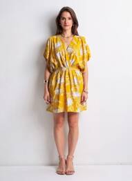 Rochie scurtă mâneci scurte mâneci scurte galben SEE U SOON femme