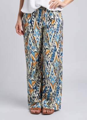 Pantalon larg închidere cu fermoar sub clapetă cu cârlig mărime normală albastru SEE U SOON femeie