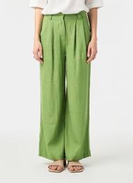 Pantalon larg închidere cu fermoar sub clapetă cu cârlig mărime normală verde SEE U SOON femme