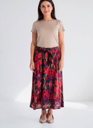 Fustă lungă țesătură crep roz ORFEO femme