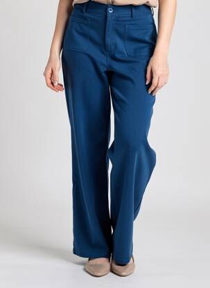 Pantalon drept țesătură poplin mărime normală albastru PIECES femeie