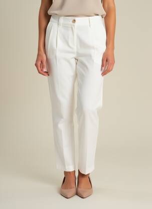Pantalon slim țesătură poplin mărime normală alb VERO MODA femeie