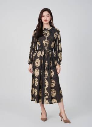 Rochie lungă mâneci lungi mâneci lungi negru V.DE.VINSTER femeie