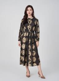 Rochie lungă mâneci lungi mâneci lungi negru V.DE.VINSTER femme