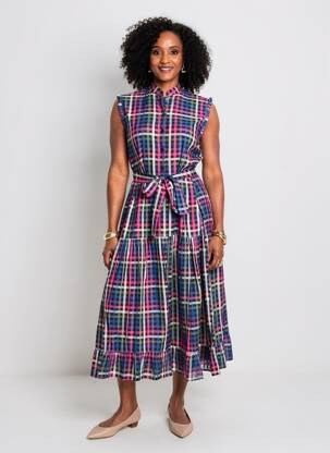 Rochie lungă imprimeu fantezie fără mâneci violet MII femme