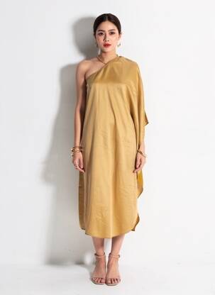 Rochie midi mâneci lungi mâneci lungi bej ATELIERS FRANÇAIS DE CONFECTION femeie