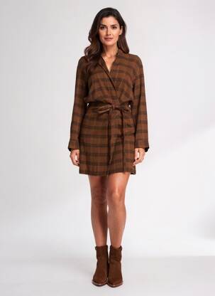 Rochie scurtă mâneci lungi mâneci lungi maro VANESSA BRUNO femeie