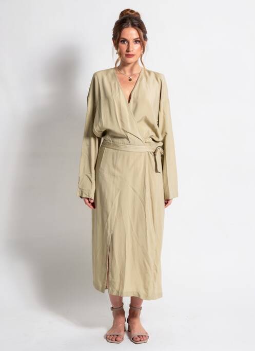 Rochie lungă mâneci lungi mâneci lungi bej HUMANOID femme