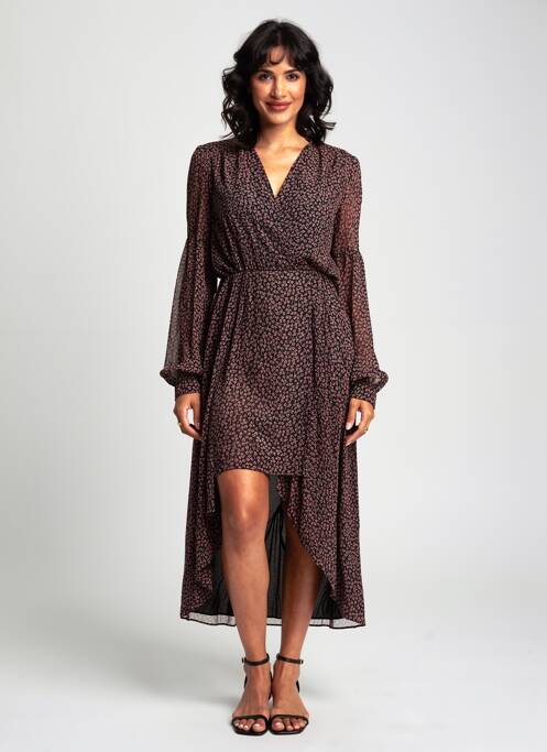Rochie midi croială fluidă mâneci lungi negru IDANO femme