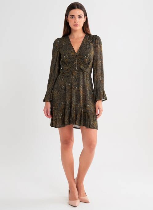 Rochie scurtă croială evazată mâneci lungi verde LOUIZON femme
