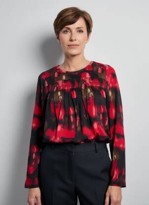 Top imprimeu fantezie mâneci lungi roșu BRANDTEX femeie