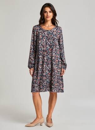 Rochie scurtă croială evazată mâneci lungi albastru LILY & ME femeie