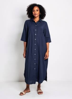 Rochie lungă mâneci 3/4 albastru PALME femme