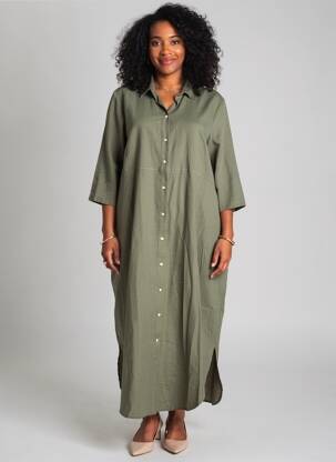 Rochie lungă mâneci 3/4 verde PALME femme