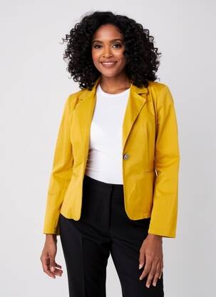 Jachete casual guler tip costum galben OXXYZEN femeie