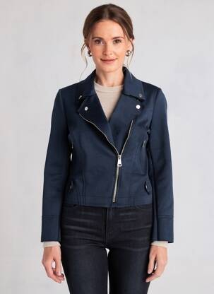 Jachete casual țesătură suedină albastru închis OXXYZEN femme