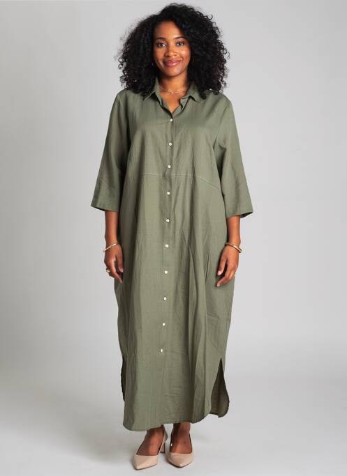Rochie lungă mâneci 3/4 verde PALME femme