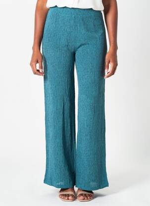 Pantalon larg țesătură crep mărime normală albastru GARCIA femeie
