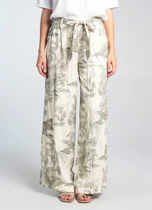 Pantalon larg țesătură poplin mărime normală alb MORE & MORE femeie