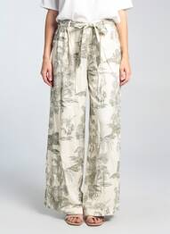 Pantalon larg țesătură poplin mărime normală alb MORE & MORE femme