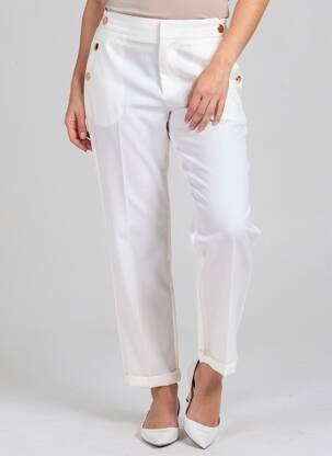 Pantalon drept elasticitate mărime normală alb CHRISTY femeie