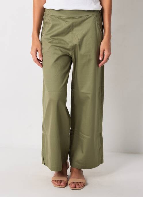 Pantalon larg țesătură poplin mărime normală verde MORE & MORE femme