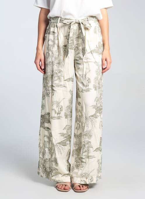 Pantalon larg țesătură poplin mărime normală alb MORE & MORE femme