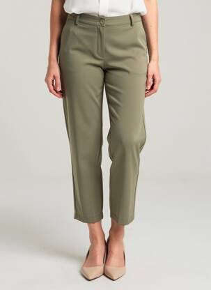 Pantalon 7/8 închidere cu fermoar sub clapetă cu nasturi mărime normală verde SIGNE NATURE femme