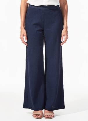 Pantalon evazat talie elastică albastru MORE & MORE femeie