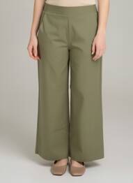 Pantalon drept talie elastică verde MORE & MORE femme