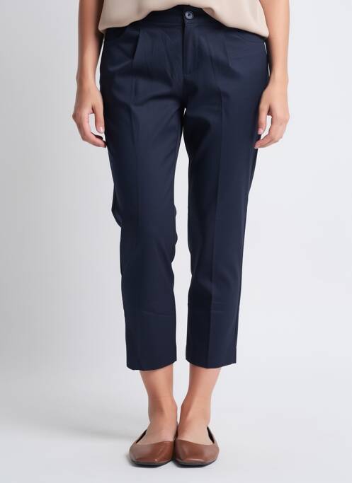Pantalon 7/8 închidere cu fermoar sub clapetă cu nasturi albastru LA FIANCÉE femme